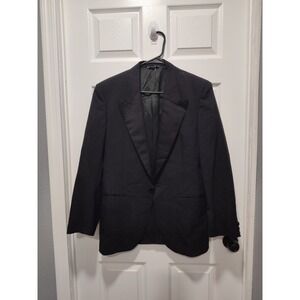 Ted Lapidus Italian Tuxedo Style Jacket Blazer Mens 38R Black 100% Wool Pristine